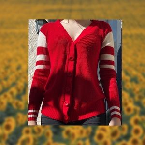 Red and White Cardigan